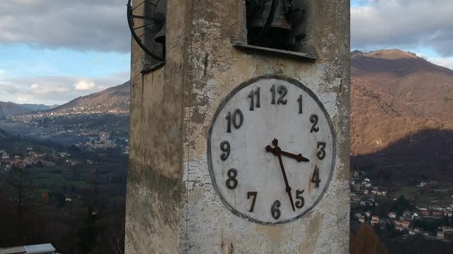 Landscape of Lake Como and Valle Intelvi from the bell tower of the church of Santa Maria Assunta in Schignano