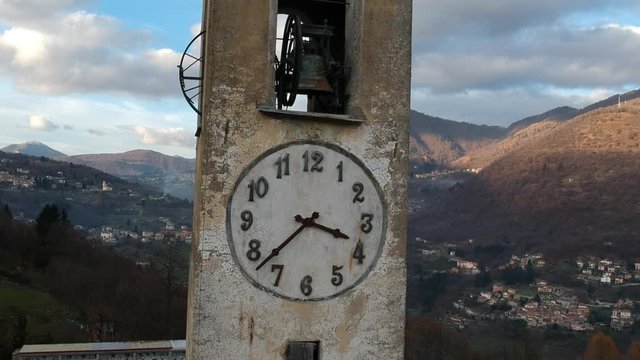 Landscape of Lake Como and Valle Intelvi from the bell tower of the church of Santa Maria Assunta in Schignano
