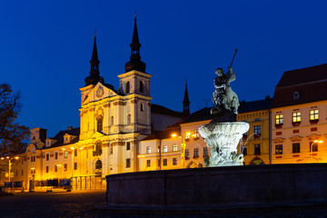 Fototapeta na wymiar Night view of Masaryk Square, Jihlava