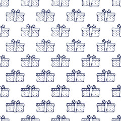 Seamless pattern with hand drawn gift boxes