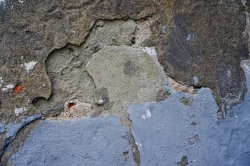 old broken blue wall , blue textured background