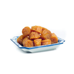 dried scallop or chinese dry scallop on white background.
