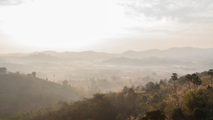 Fog view of mountains