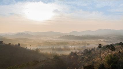 Fog view of mountains