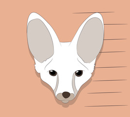 portrait of fox, vector, on green background