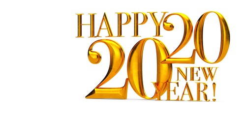 2020 New Year isolated on Background. 3d Illustration