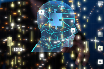 science consist head human digital technology concept