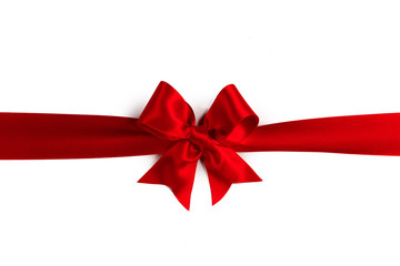 Red ribbon bow isolated on white