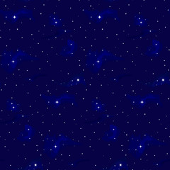 Space stars background, colorful galaxies seamless patten isolated on blue background. Stars on the night sky vector illustration.