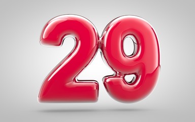 Pink nail polish 3d number 29 on white background