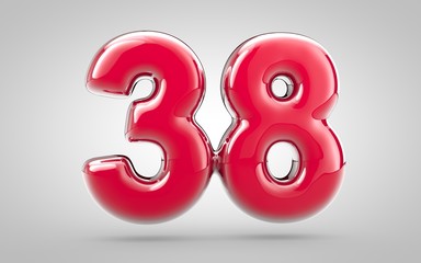 Pink nail polish 3d number 38 on white background