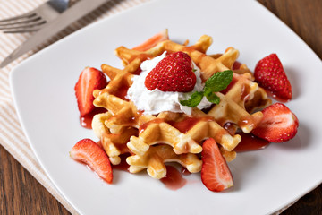 viennese waffles with strawberry