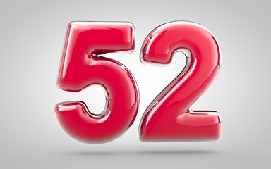 Pink nail polish 3d number 52 on white background