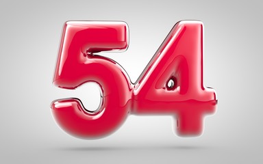 Pink nail polish 3d number 54 on white background