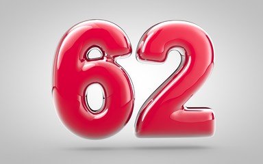 Pink nail polish 3d number 62 on white background