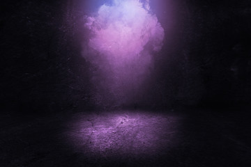 Texture dark concentrate floor with mist or fog