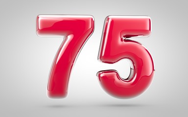 Pink nail polish 3d number 75 on white background