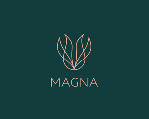 Abstract flower logo icon design abstract modern minimal line art illustration. Flame vector emblem sign symbol mark logotype