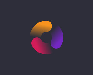 Abstract vortex spin logo icon design abstract modern minimal gradient line art illustration. Sun flower swirl colorful vector emblem sign symbol mark logotype for dark background