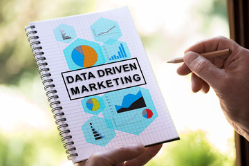 Data driven marketing concept on a notepad