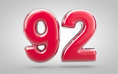 Pink nail polish 3d number 92 on white background