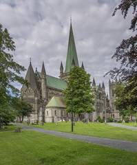Fototapeta na wymiar Nidaros cathedral from north east, Trondheim, Norway
