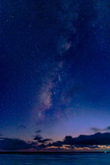 Fototapeta na wymiar 宮古島で薄暮に浮かび上がる奇跡の天の川銀河