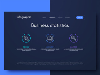 Vector graphics infographics with three options. Template for creating mobile applications, workflow layout, diagram, banner, web design, business reports with 3 steps