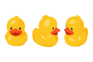Vector illustration. Yellow rubber duck for bath.