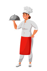 Cheerful chef cook in uniform isolated on white