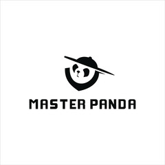 Panda Warrior logo With Hat Head 