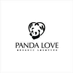 Panda logo Love frame bamboos cute Business