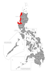 Ilocos red highlighted in map of Philippines