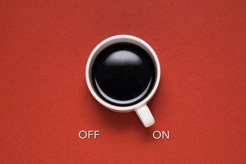 Fun concept of a mug of coffee control switch