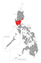 Central Luzon red highlighted in map of Philippines