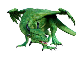 3D Rendering Fairy Tale Dragon on White