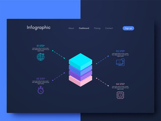 Vector graphics infographics with four options. Template for creating mobile applications, workflow layout, diagram, banner, web design, business reports with 4 steps