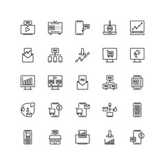 Set of online marketing outline style icon - vector