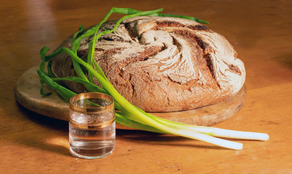 Simple food -  vodka  and bread