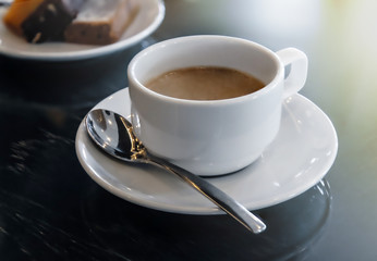 Cup of coffee. Cup of espresso coffee.  Copy space