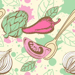 Seamless pattern with vegetables