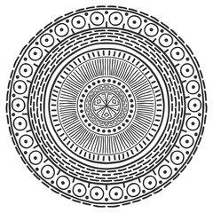 Mandala pattern black and white. Vector mystical background.