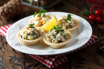 Homemade Russian salad or Olivier