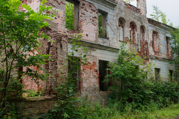 Fototapeta na wymiar The destroyed building of the estate of Prince Putyatin
