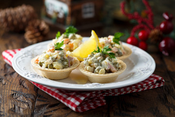 Homemade Russian salad or Olivier