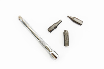 metal old nozzles and screwdriver for repair and installation