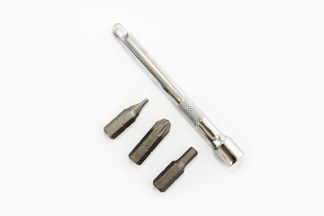 metal old nozzles and screwdriver for repair and installation