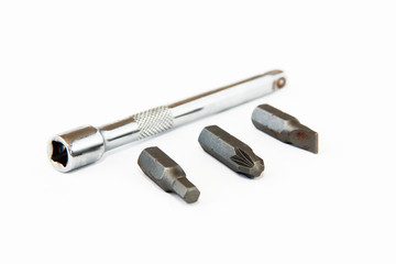 metal old nozzles and screwdriver for repair and installation