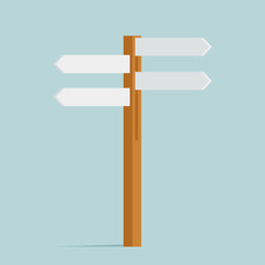 Direction sign street decoration object isolated on blue retro flat design vector illustration