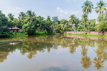 Fototapeta na wymiar Small pond in Puthia village, Bangladesh